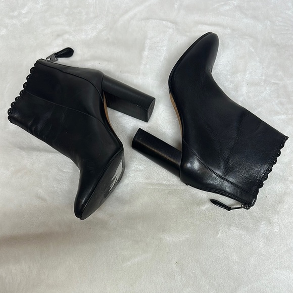 Coach Shoes - Coach Black Ankle Booties with Scalloped Trim